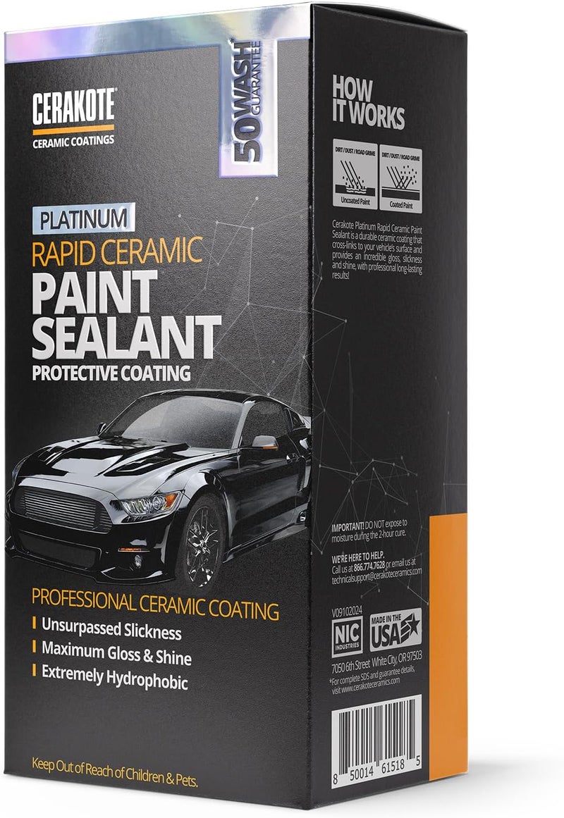 CERAKOTE ® Platinum Rapid Ceramic Paint Sealant Spray - 14 oz. - 50 Wash Rating - Maximum Gloss & Shine – Extremely Hydrophobic – Unmatched Slickness - Ceramic Spray Coating - Image 2